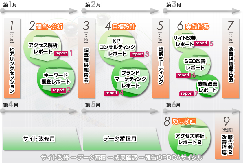 コンサルティングの流れ(【中期型】の場合)