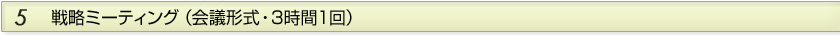 ５　戦略ミーティング（会議形式・3時間1回）