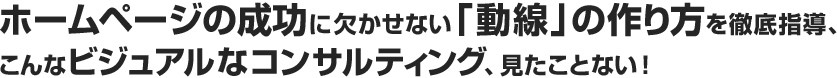 ホームページの成功に欠かせない「動線」の作り方を徹底指導、こんなビジュアルなコンサルティング、見たことない！